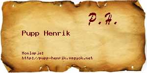 Pupp Henrik névjegykártya